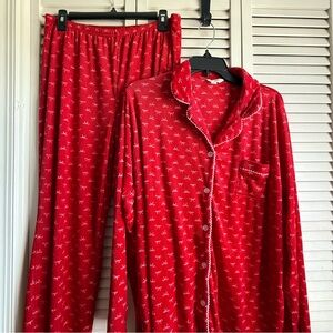 Red Bow Print Pajama Set